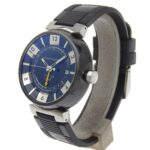 Louis Vuitton Tambour GMT Watch Q113K Stainless Steel x Rubber Automatic Black Dial Men's - Image 2