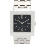 Bulgari BVLGARI Quadrato Watch, Stainless Steel, Women's, Black, SQ22SS