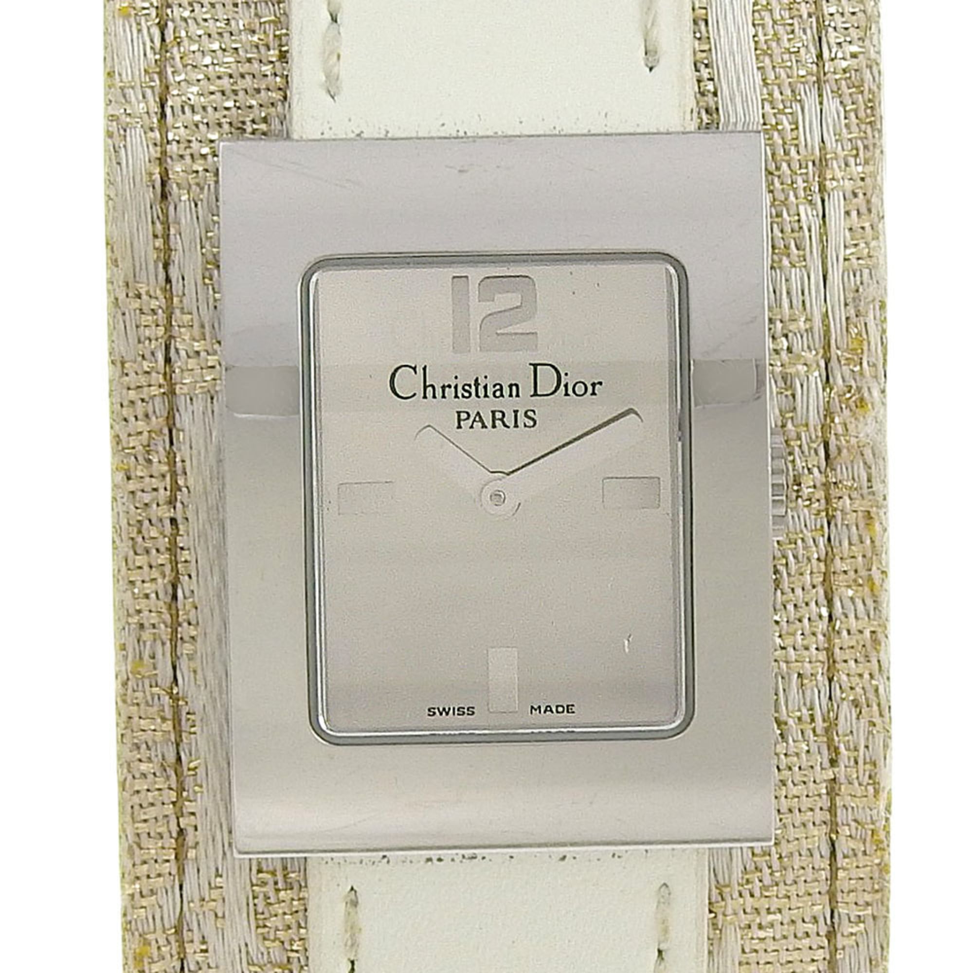 2000_0197eeaf-9c4e-4749-b8d2-4af14f1f596c.jpg Christian Dior Maris Watch D78-109 Stainless Steel x Shimmer Leather Quartz Analog Display Silver Dial Women's - Image 1