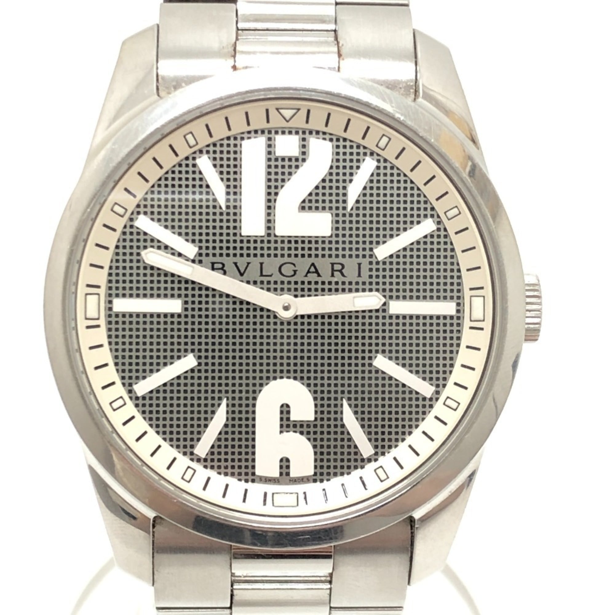 2000_01c7d935-9477-4d9a-aaa0-c030b4456f3f.jpg BVLGARI ST42S Solotempo Quartz Men's Watch, Round, Stainless Steel, Silver - Image 1