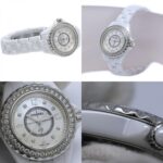 CHANEL J12 Diamond Bezel 8P H2572 Women's Watch White Ceramic x Stainless Steel 40445 - Image 6