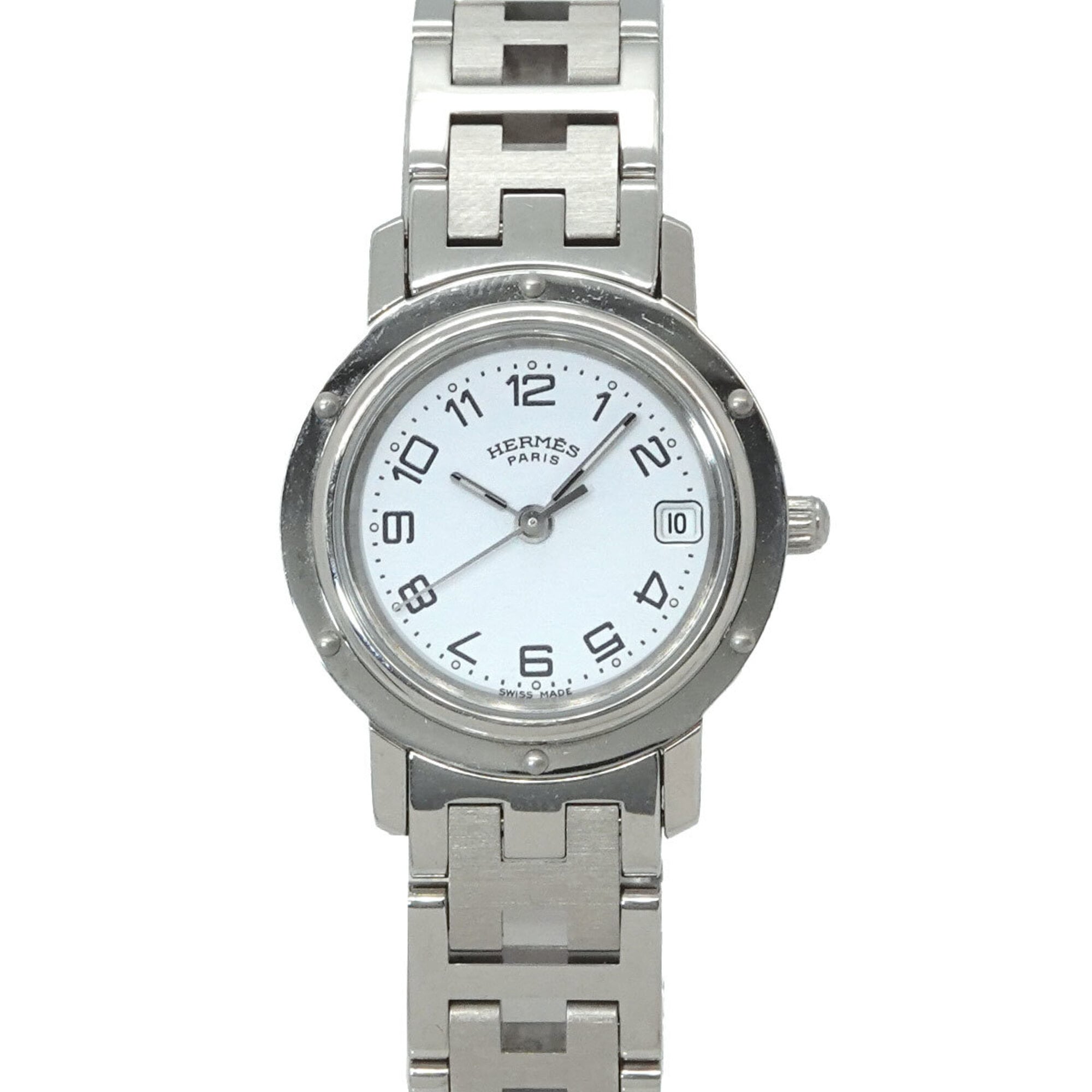 2000_02ed2e3e-ae1b-4ceb-822b-7b0b6a5fe053.jpg Hermes Clipper CL4 210 Wo Date Display White Quartz - Image 1