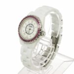 Chanel J12 29mm H3243 Wo Pink Sapphire Bezel 8 Diamonds White Shell Ceramic Quartz - Image 2