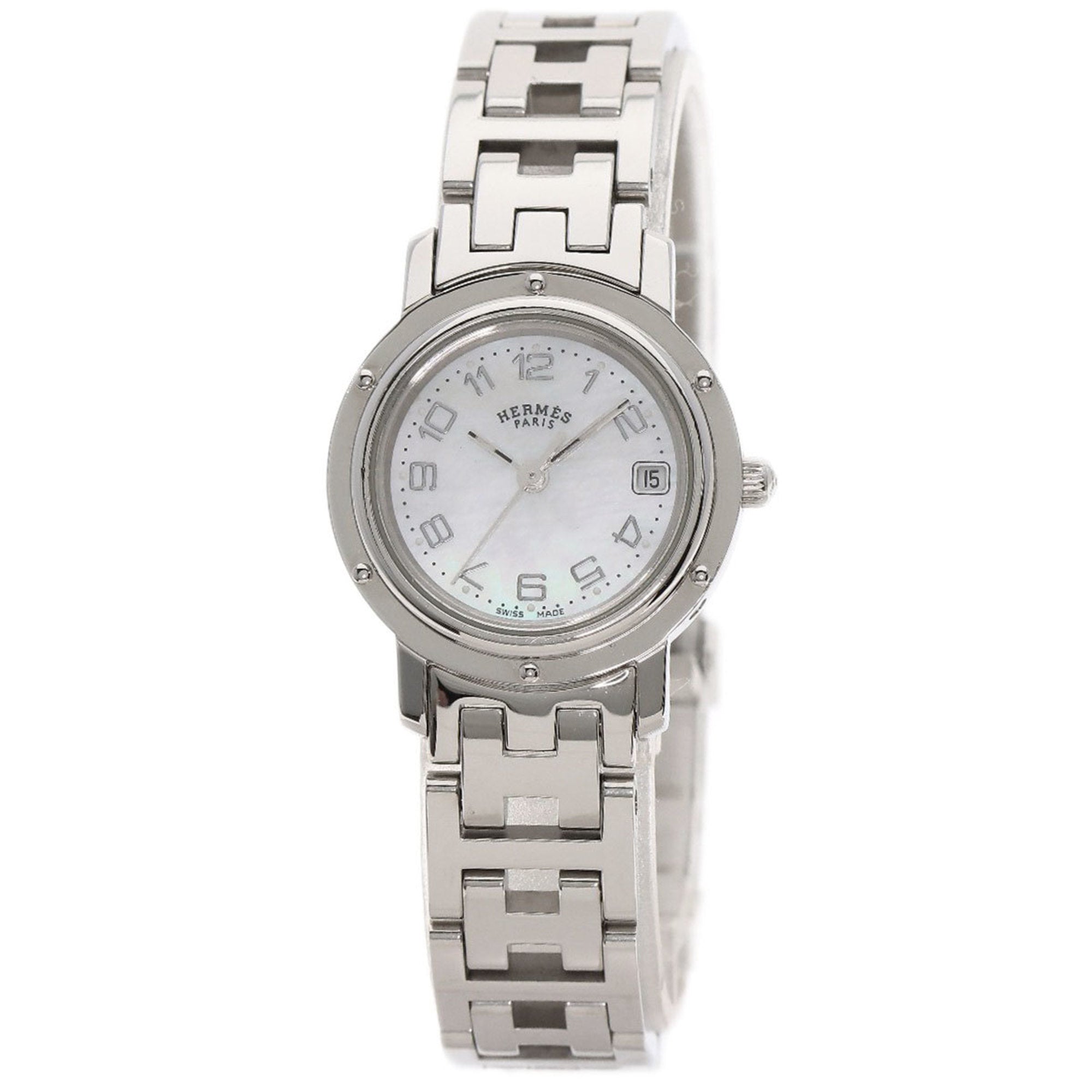 2000_0597700e-27d5-4f03-b9b6-13671923987d.jpg Hermes CL4.210 Clipper Nacle Watch Stainless Steel SS Ladies HERMES - Image 1