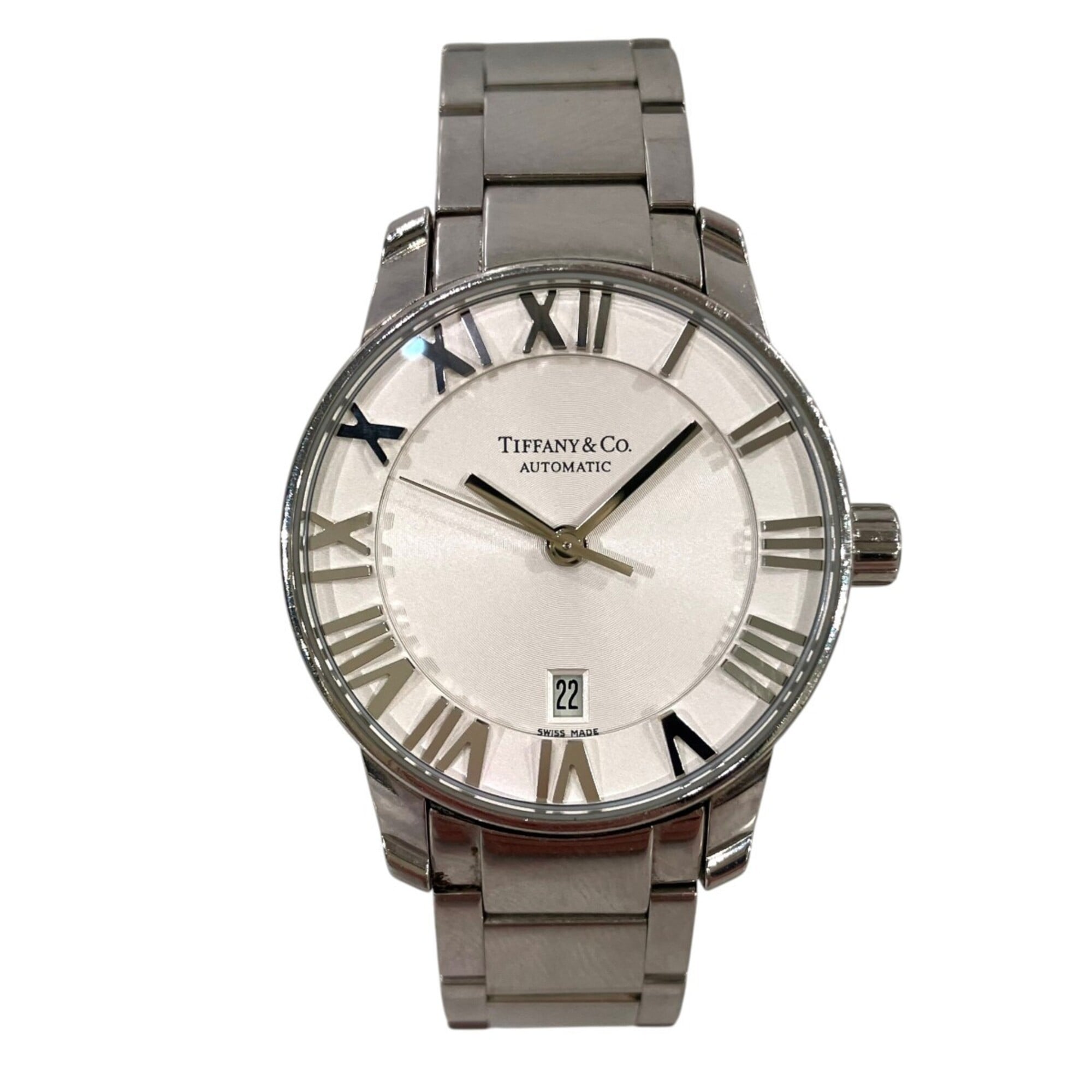 2000_0597cbe4-26a4-41d8-8374-3fb9526110a3.jpg Tiffany & Co. Atlas Dome Watch, Total Weight 64g, Stainless Steel, Automatic Movement, Silver Dial, Z1830.68.10A21A00A - Image 1