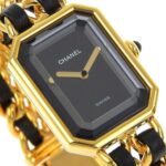 Chanel CHANEL Premiere S Watch H0001 Gold Plated x Leather Quartz Analog Display Black Dial Ladies - Image 3
