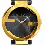 Gucci Interlocking Watch, Total Weight 41.2g, Stainless Steel, Genuine Leather Strap, Quartz Movement, Black Dial, 133.3