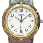 Hermes Clipper watch, total weight 36.2g, stainless steel, quartz movement, white dial, CL3.240 - Image 4