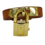 Hermes HERMES Wo Brand Kelly Quartz QZ GP Leather KE1.201 Gold Brown â—‹Y