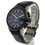 Gucci G Chrono 101.2 Stainless Steel and Embossed Leather Quartz Chronograph Watch, Black Dial, Men's - Image 2
