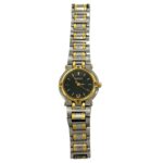 GUCCI 9000L Logo Engraved Stainless Steel Quartz Wrist Silver/Gold 37789