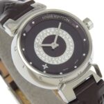 Louis Vuitton Tambour Watch Disc Diamant Amarante Q121U Stainless Steel x Monogram Vernis Diamond Quartz Analog Display Amarant Dial Women's - Image 3