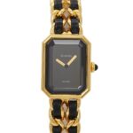 Chanel Premiere Large Size H0001 Wo Black Gold Quartz