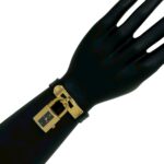 HERMES Vintage Kelly Leather Genuine GP Finish Wrist Black & Gold 82135 - Image 2