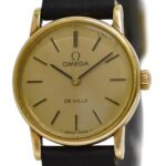 Omega De Ville Watch f-25030 Gold Black Women's SS Leather Manual Winding OMEGA Dial Analog Stainless Steel - Image 2