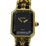 Chanel CHANEL Women's Watch Brand Premiere Quartz QZ GP Leather L Size H0001 Square Gold Black - Image 2