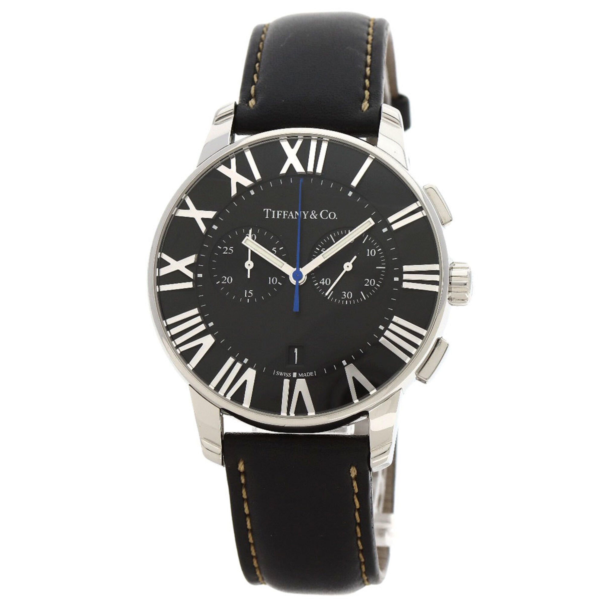 2000_1355c23f-2197-4999-b5ce-2024f32f0a14.jpg Tiffany & Co. Atlas Dome Chronograph Watch, Stainless Steel/Leather, Men's - Image 1
