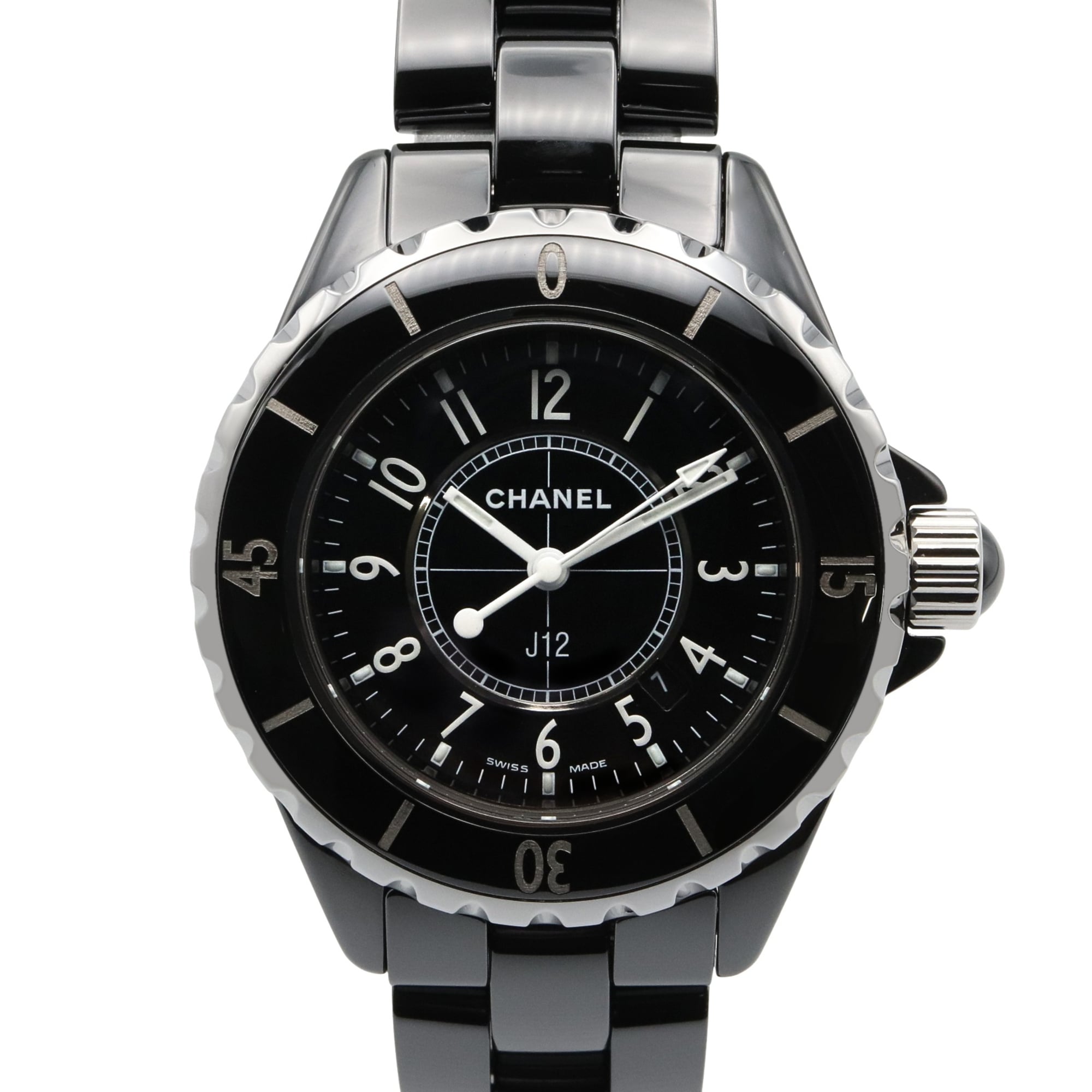 2000_13d4ebf1-6bd1-4b17-9428-ce6a28844bf1.jpg Chanel J12 Ceramic Wo Black H0682 - Image 1