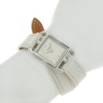 Like new HermÃ¨s Cape Cod CC1 210, â–¡R stamped, white dial, stainless steel/leather, 33mm x 23mm, quartz movement, women's watch - Image 7