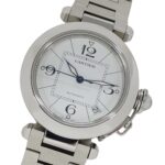 Cartier Pasha C Date Automatic Watch for Boys, Stainless Steel (SS) W31074M7, Silver & White