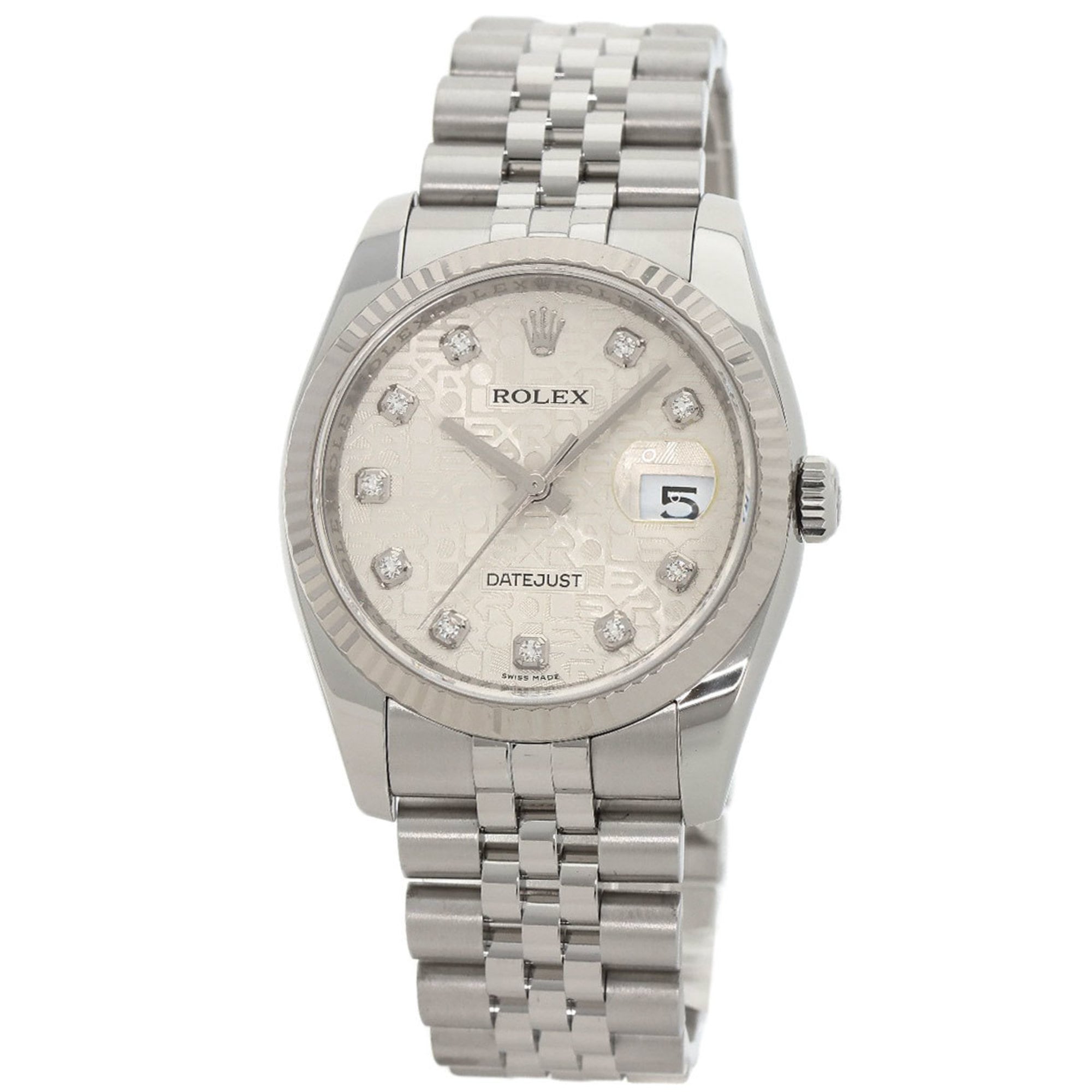 2000_165356da-f5cf-4082-b48d-fd90969bcb10.jpg Rolex 116234G Datejust 10P Diamond Watch Stainless Steel SS K18WG Men's ROLEX - Image 1