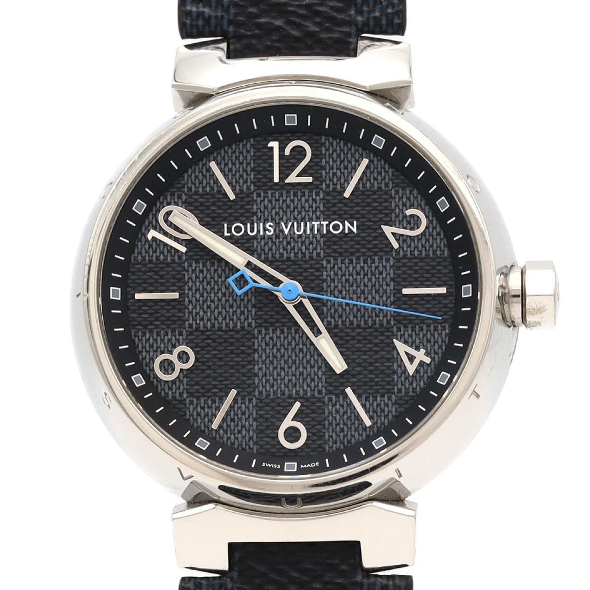 2000_18b4646d-fb72-4456-af47-08996654f994.jpg Louis Vuitton Tambour Damier Graphite QA073 SS Quartz Watch - Image 1