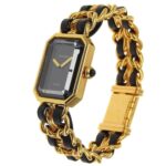 Chanel CHANEL Premiere S Watch H0001 Gold-plated x Leather Quartz Analog Display Black Dial Ladies - Image 2