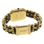 CHANEL Premiere S Watch H0001, Gold-Plated Leather Quartz Movement, Analog Display, Black Dial, Women's - Image 5