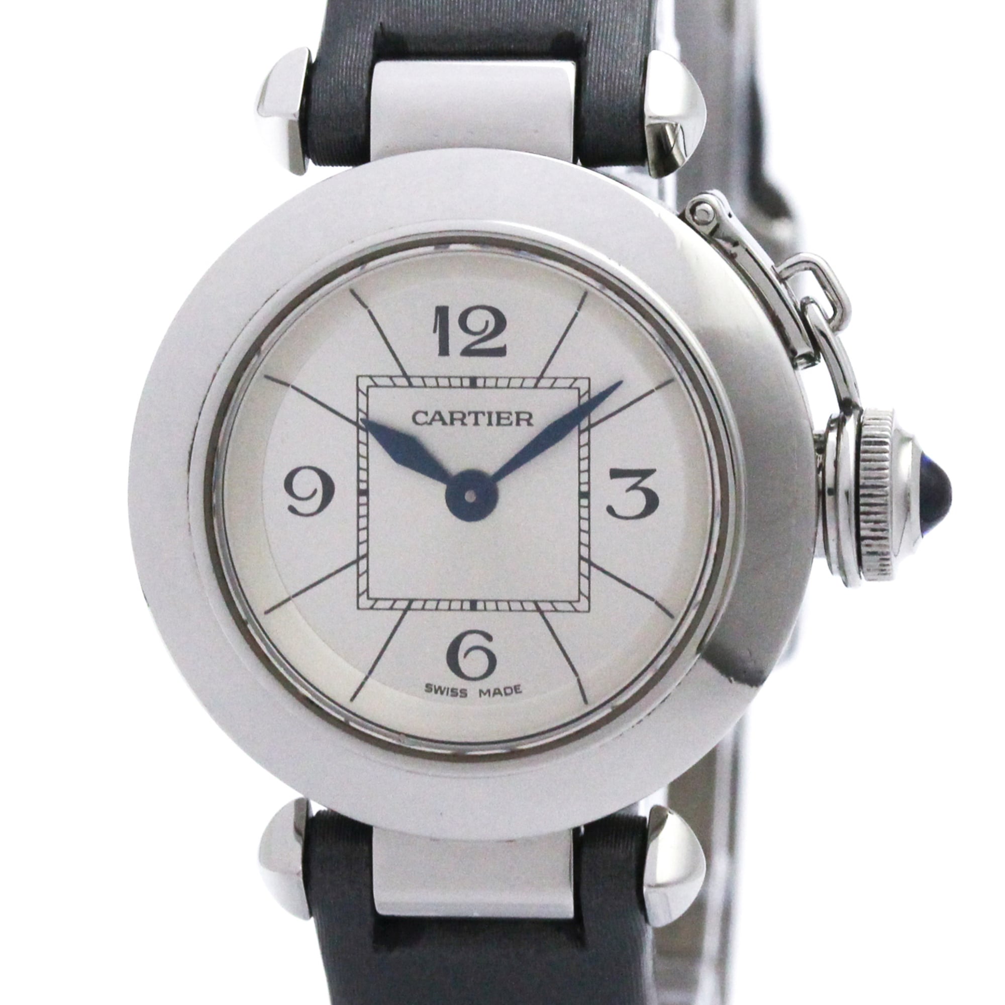 2000_1a88b6ec-4446-4e65-9409-b11bec255f20.jpg CARTIER Miss Pasha Steel Leather Quartz Ladies W3140025 - Image 1