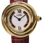 Cartier 925 W1010644 Must Trinity Vermeil SM Side Quartz Watch Gold White Dial Ladies