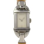 Gucci 6800L Stainless Steel and Bamboo Quartz Watch with Analog Display White Dial for Women