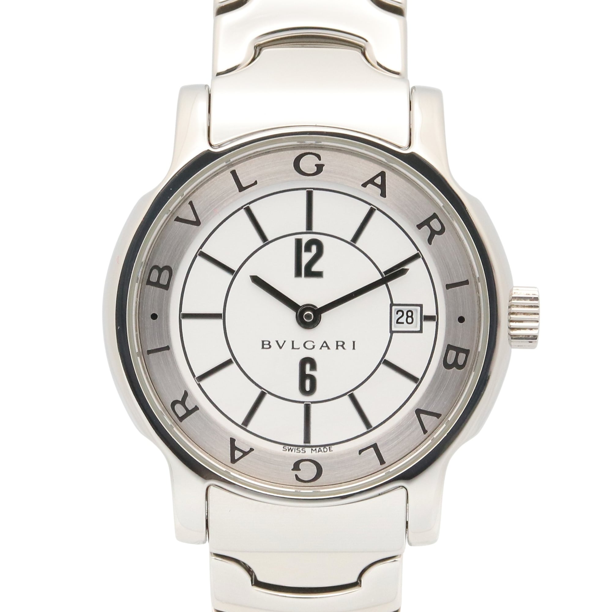 2000_1c8778ae-8d9a-4afd-9402-936bc55bb037.jpg Bulgari BVLGARI Solo Tempo Watch, Stainless Steel, Women's, White (ST29S) - Image 1