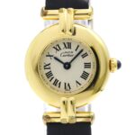 CARTIER Must Colisee Vermeil Gold Plated Leather Quartz Ladies
