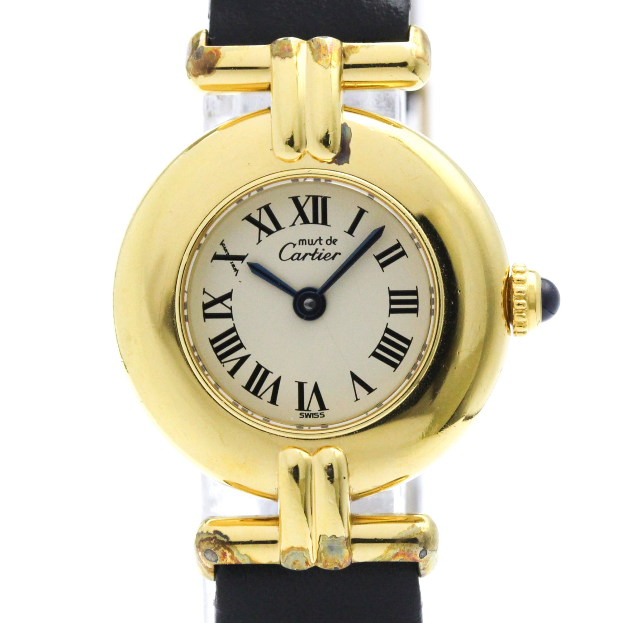 2000_1d03acd7-c4a1-42be-9d06-6e64d22a2d2b.jpg CARTIER Must Colisee Vermeil Gold Plated Leather Quartz Ladies - Image 1