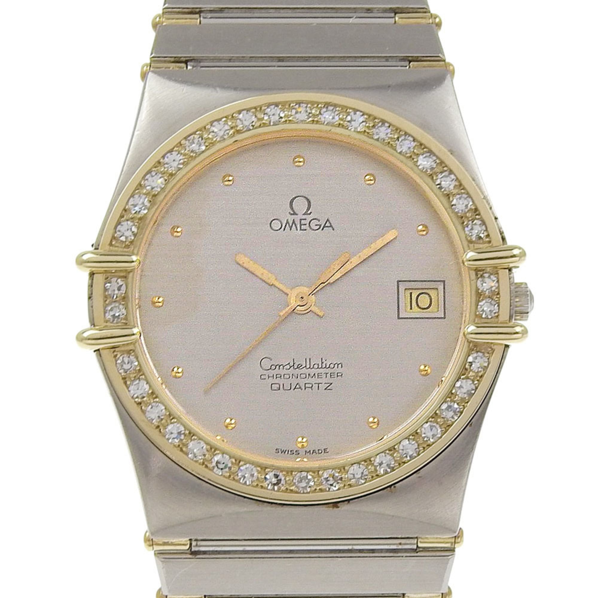 2000_1da95019-5332-4458-a544-7284002501c1.jpg OMEGA Constellation Men's Watch, Stainless Steel with Diamonds, Quartz Movement, Analog Display, Silver Dial - Image 1