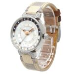 Louis Vuitton Tambour Moon Dual Time MM GMT QA108 Ladies' with 12 Diamond Lugs Black Diamonds Silver Quartz Movement. - Image 3