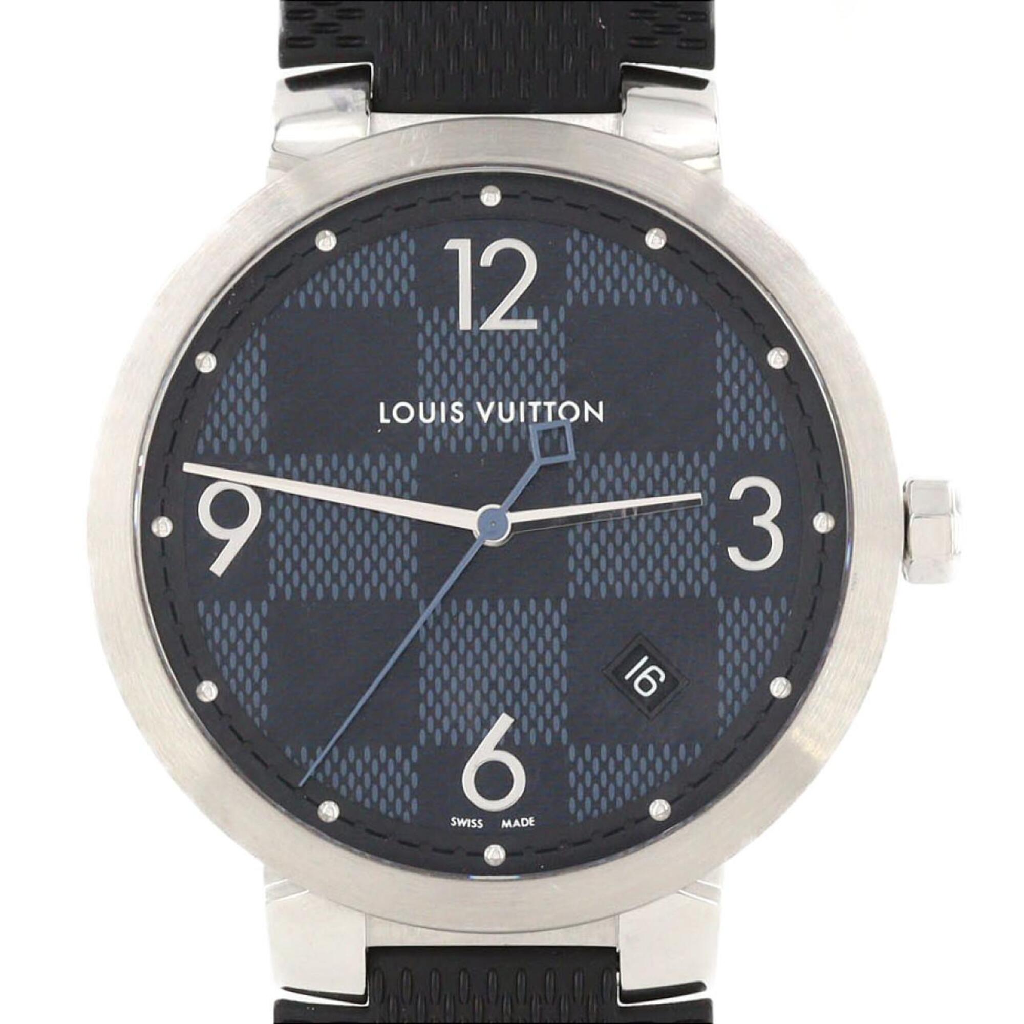 2000_1f6e0541-a9a3-42fa-bc24-531dbe1fb5d5.jpg Louis Vuitton Tambour Slim Damier QA026 SS Quartz - Image 1