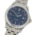 Omega Seamaster 2511.80 Brand Name 120m Water Resistant Date Display Quartz Movement Stainless Steel (SS) Silver & Blue Frame