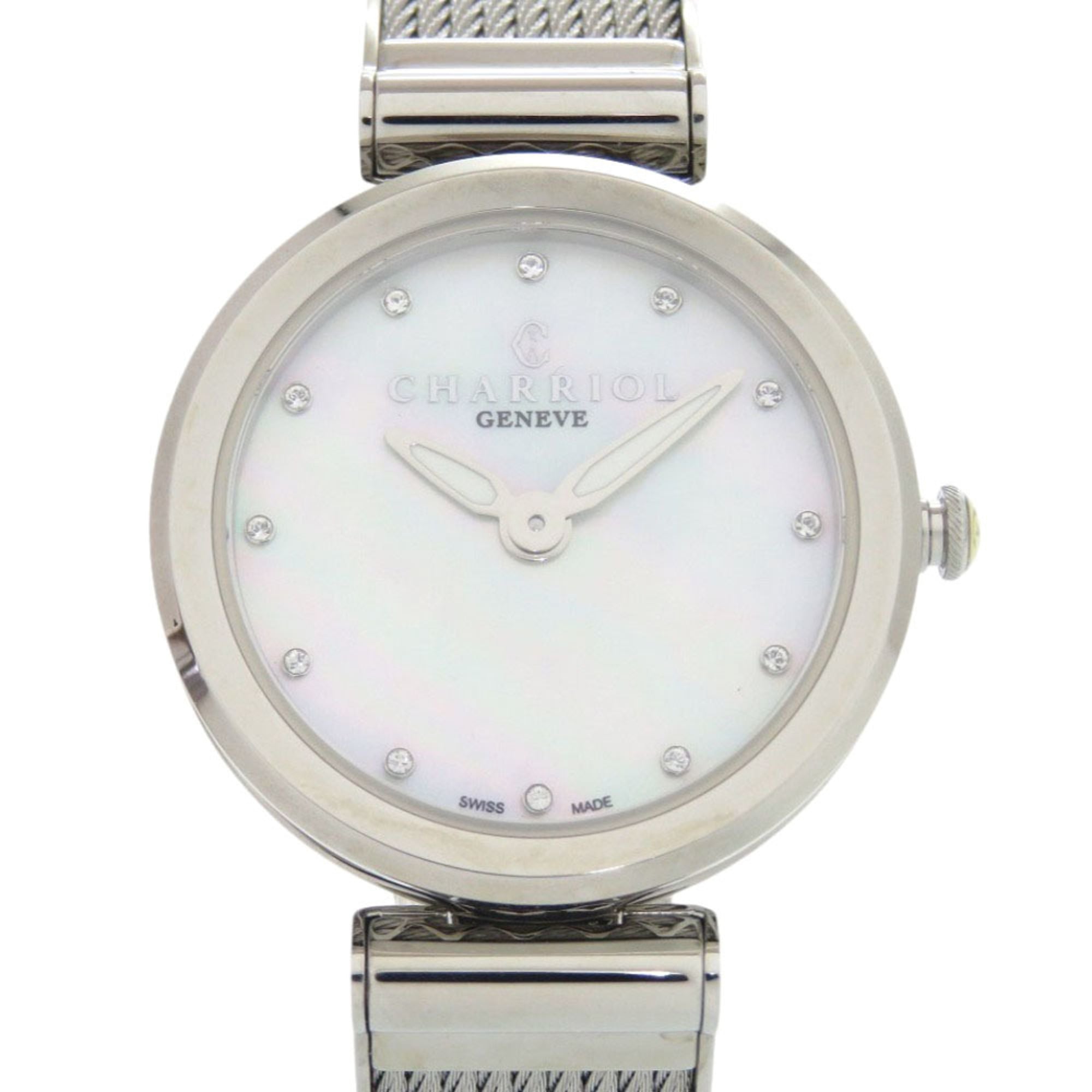 2000_20c84ef9-40bd-43bb-b97b-88c1c566e8e6.jpg Unused Charriol FOREVER WATCH FE32.101.000 Stainless Steel White Shell Dial Quartz Wristwatch 1439 CHARRIOL - Image 1