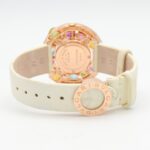 Bulgari BVLGARI Astrale Cerchi Diamond & Colored Stone Watch, 18K Pink Gold (PG), Diamond, Leather Strap, Women's, White, White Shell, AEP36G - Image 4