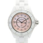 Chanel J12 12-Diamond Watch, Ceramic, Diamond, Ladies, Pink Tone, Shell, H5513