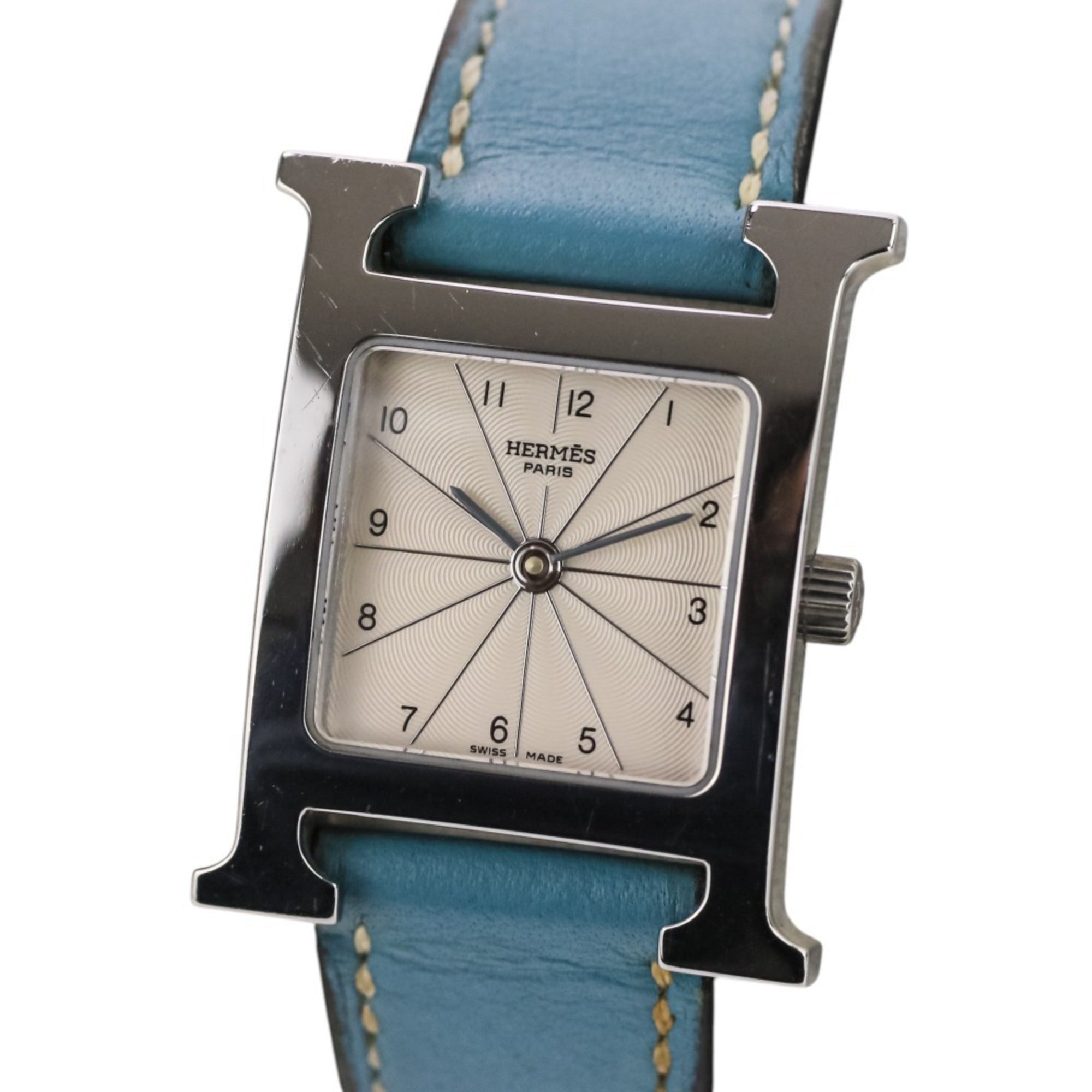 2000_218c81b8-5b25-47e1-95e7-a36e3549be2a.jpg HERMES H-Watch HH1.210 White Dial Blue Silver Color Women's Watch - Image 1