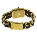 CHANEL Premiere S Watch H0001, Gold-Plated Leather Quartz Movement, Analog Display, Black Dial, Women's - Image 5