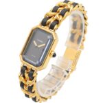Chanel CHANEL PremiÃ¨re XL Watch, Gold Plated (GP), Leather Strap, Women's, Black, H0001 - Image 2