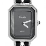 Chanel Ladies' Premiere L Battery-Powered Black Dial Stainless Steel Quartz Movement Silver/Black Strap.