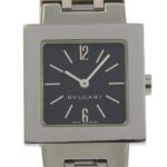 Bulgari BVLGARI Quadlard Watch SQ22SS Stainless Steel Black Quartz Analog Dial Women's