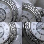 CHANEL J12 Diamond Bezel 8P H2572 Women's Watch White Ceramic x Stainless Steel 40445 - Image 8