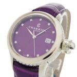 Unused Charriol Columbus 12-Piece Diamond Watch CO36QS.369.003, Stainless Steel Embossed Leather, Purple Dial, Quartz Movement, 0596 CHARRIOL - Image 2