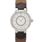 Louis Vuitton Tambour Q12MG Wo 8 Diamonds Silver Quartz