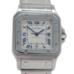 Cartier men's watch, Santos Galbee LM, date, quartz movement, stainless steel (SS), W20018D6, silver/ivory. - Image 2